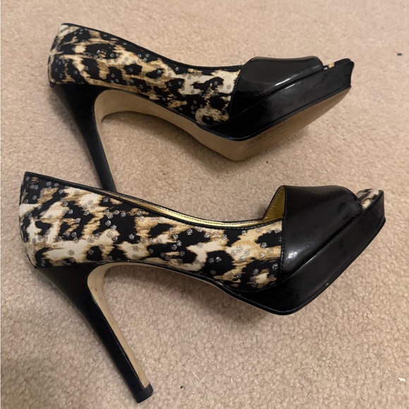 Guess Shoes - Guess Black and Leopard Print Heels